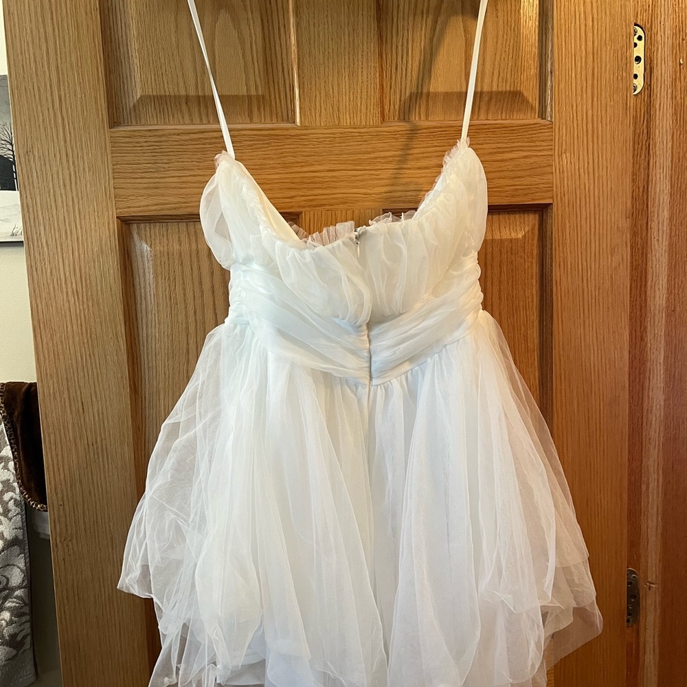 Women’s White Bridal Party Fayetteville Straoless Mesh Mini Dress Size XL